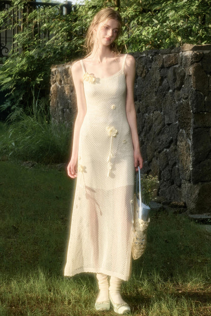 White Floral Knit Dress