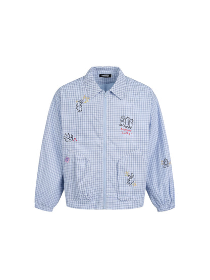 Cartoon Print Plaid Jacket
