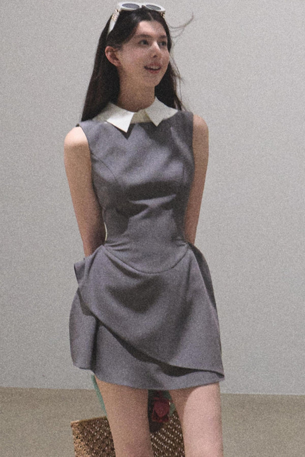 Detachable Collar Wool Dress