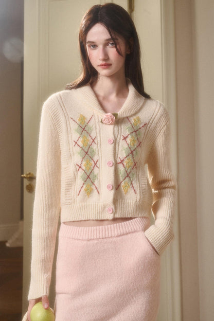 Galaxy Wool Knit Pinkish Skirt Set-Up