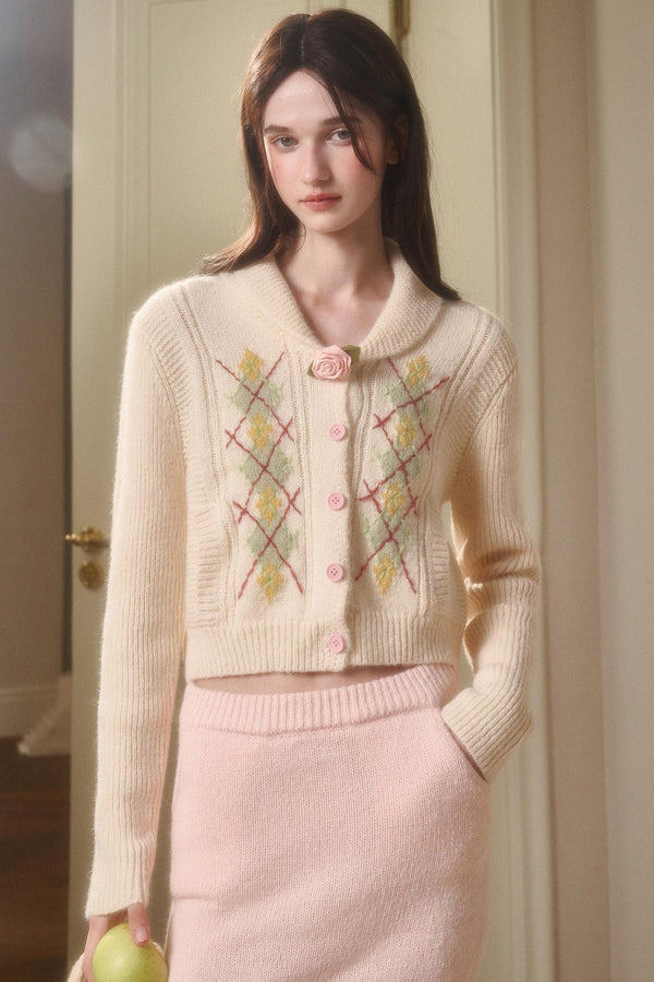 Galaxy Wool Knit Pinkish Skirt Set-Up