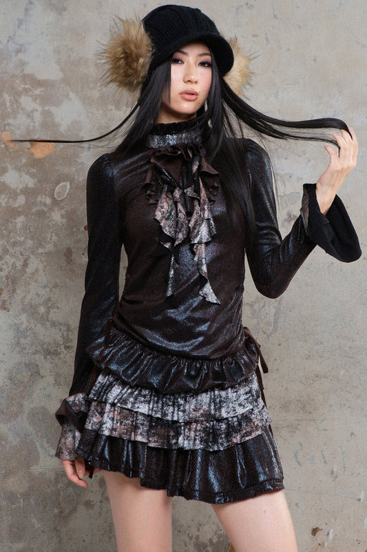 Gothic High Neck Long Sleeve Dress