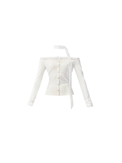 Luxury Moonlight Lace One-Shoulder Top Embroidered Skirt Set-Up