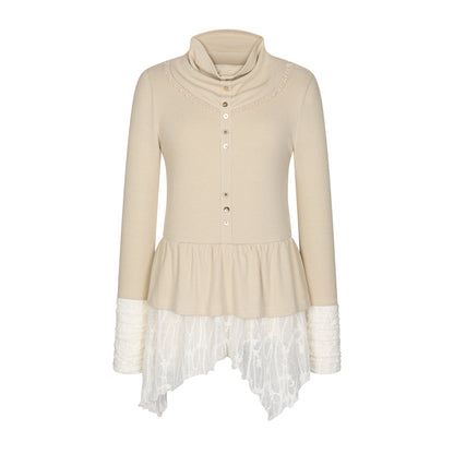 Fake Two Piece Wind Lace Knitted Top