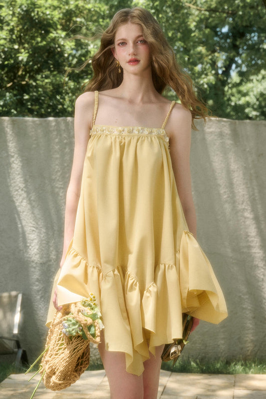 Lemon Breeze Halter Dress
