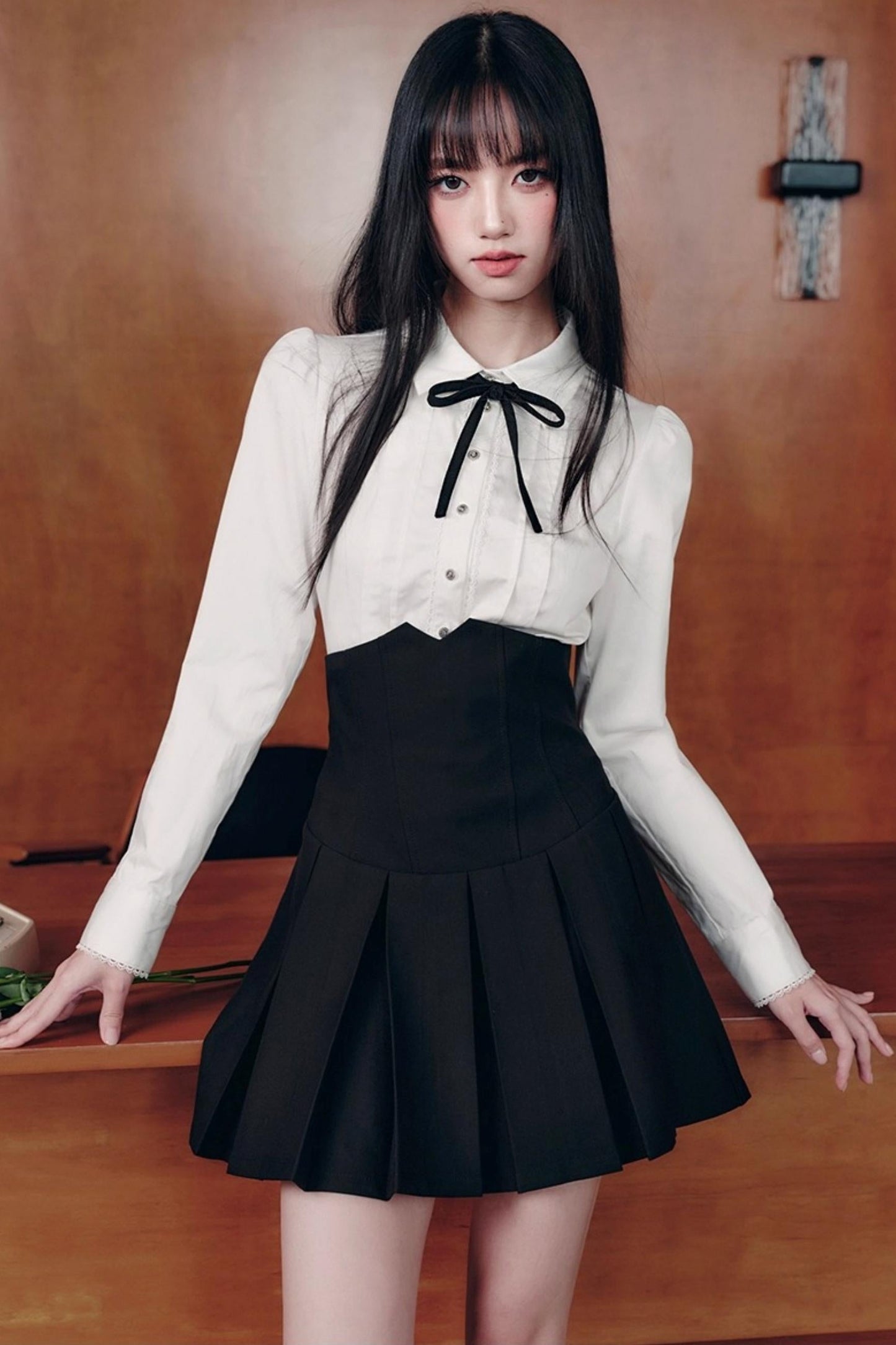 Fragile Cherry Blossom Pleated Shirt Set-Up