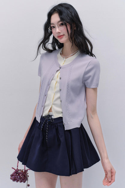 Purple Chimes Knit Cardigan Set-Up