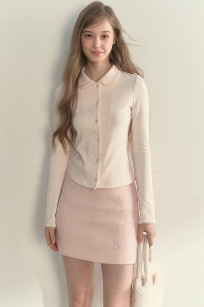 Pink and Gray Doll Collar Top