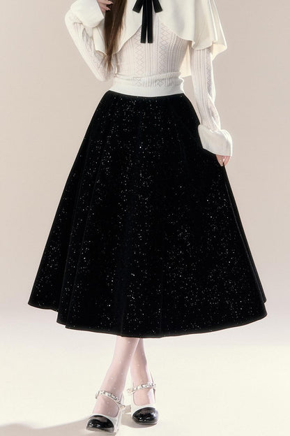 Starry Night Velvet Long Skirt