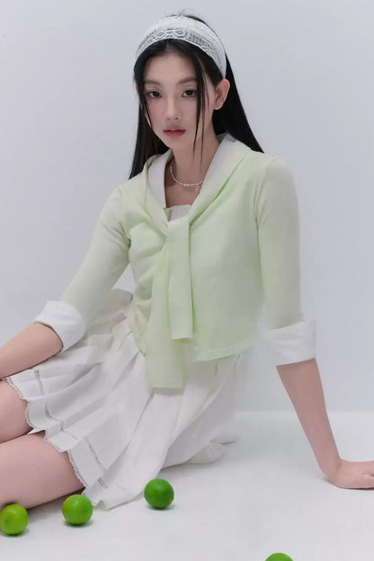 Lace-Up Knit Crop Top