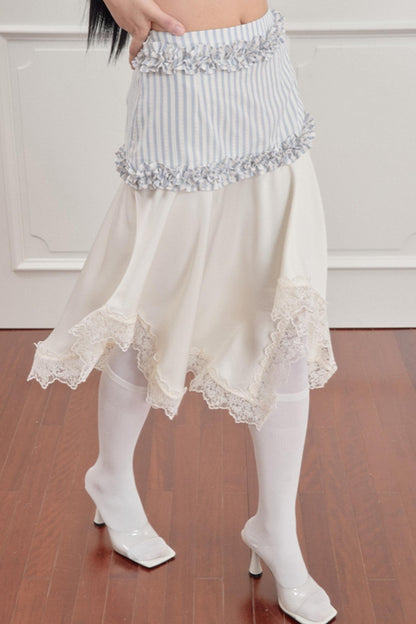 Striped Lace Half-Skirt