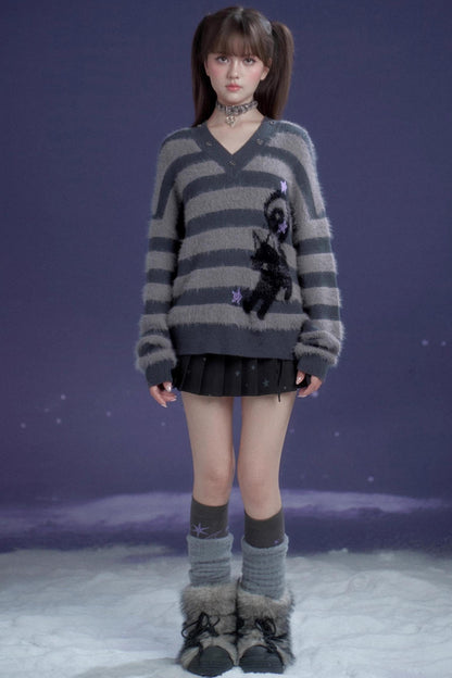 Energetic Striped V-Neck Top