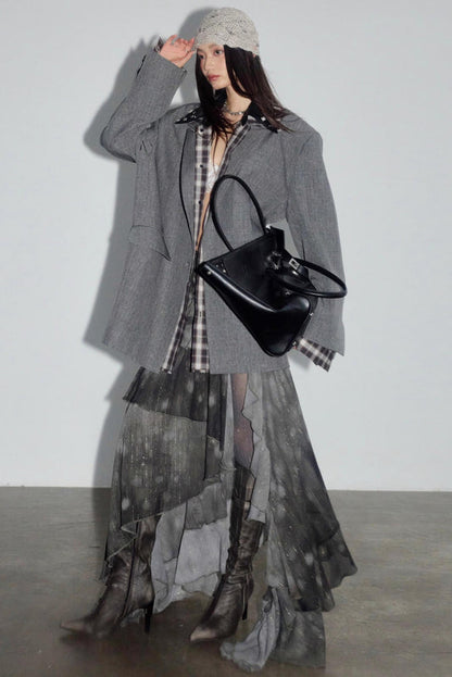 Misty Forest Chiffon Ruffle Skirt