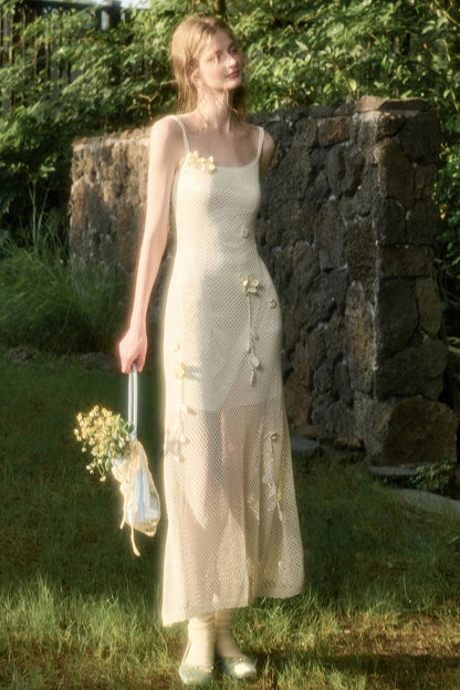 White Floral Knit Dress