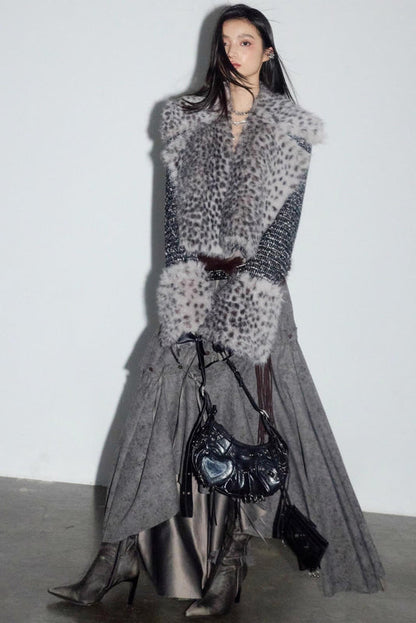 City Hunter Leopard Print Faux Fur Short Coat