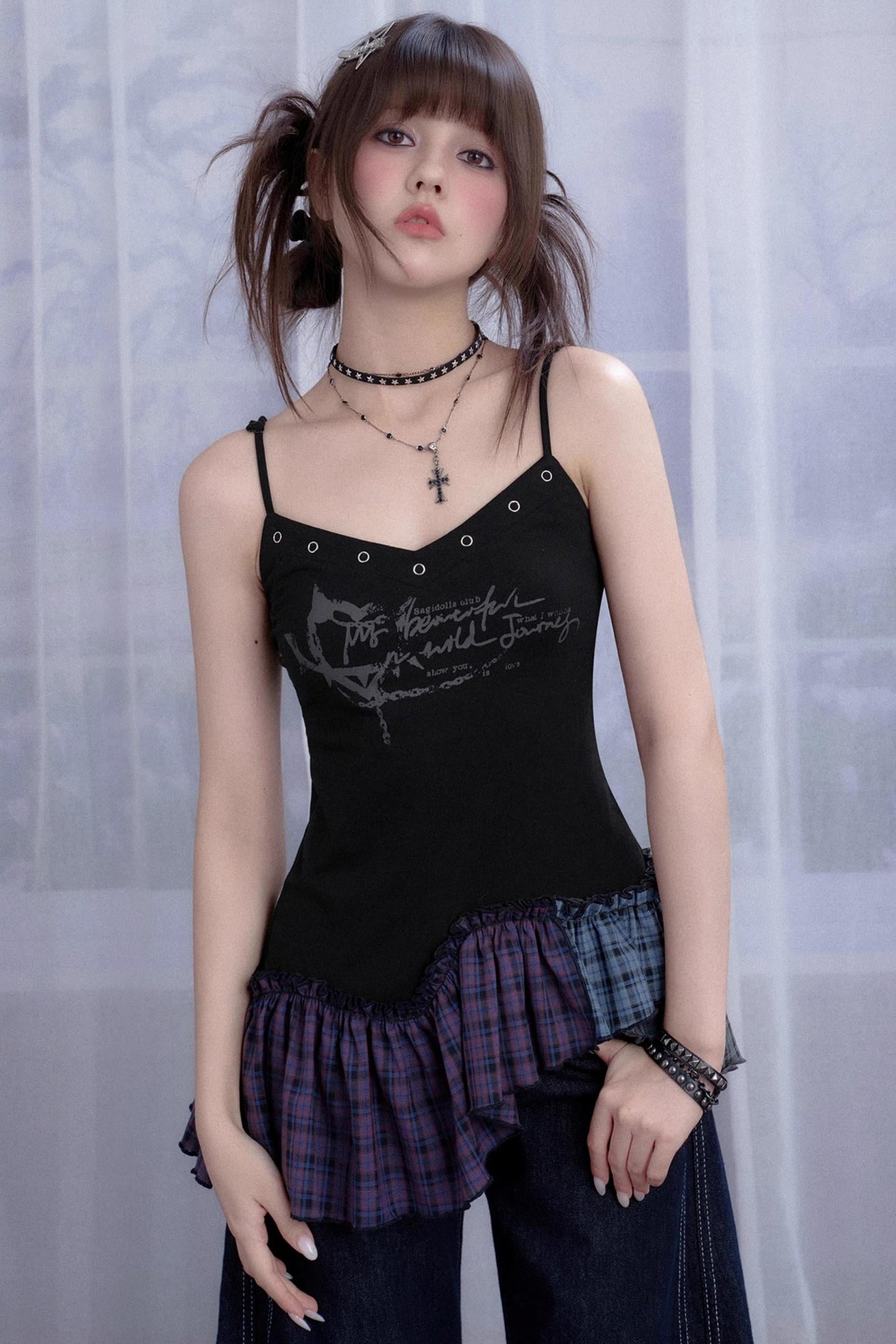 Fighting Spirit Plaid Slip Top
