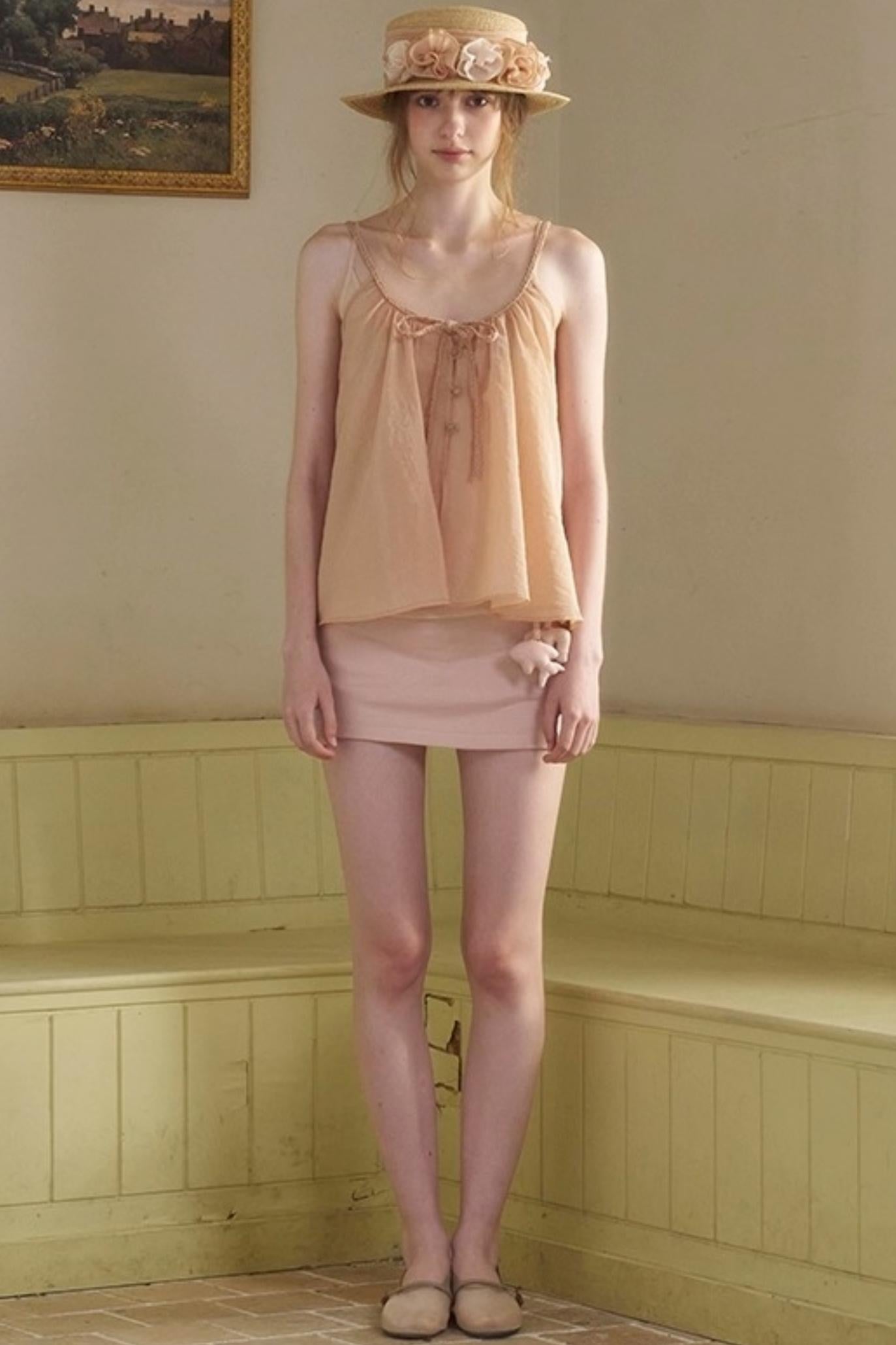 White Lace-up Camisole Set