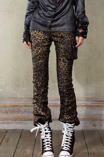 Low-Rise Leopard Print Trousers