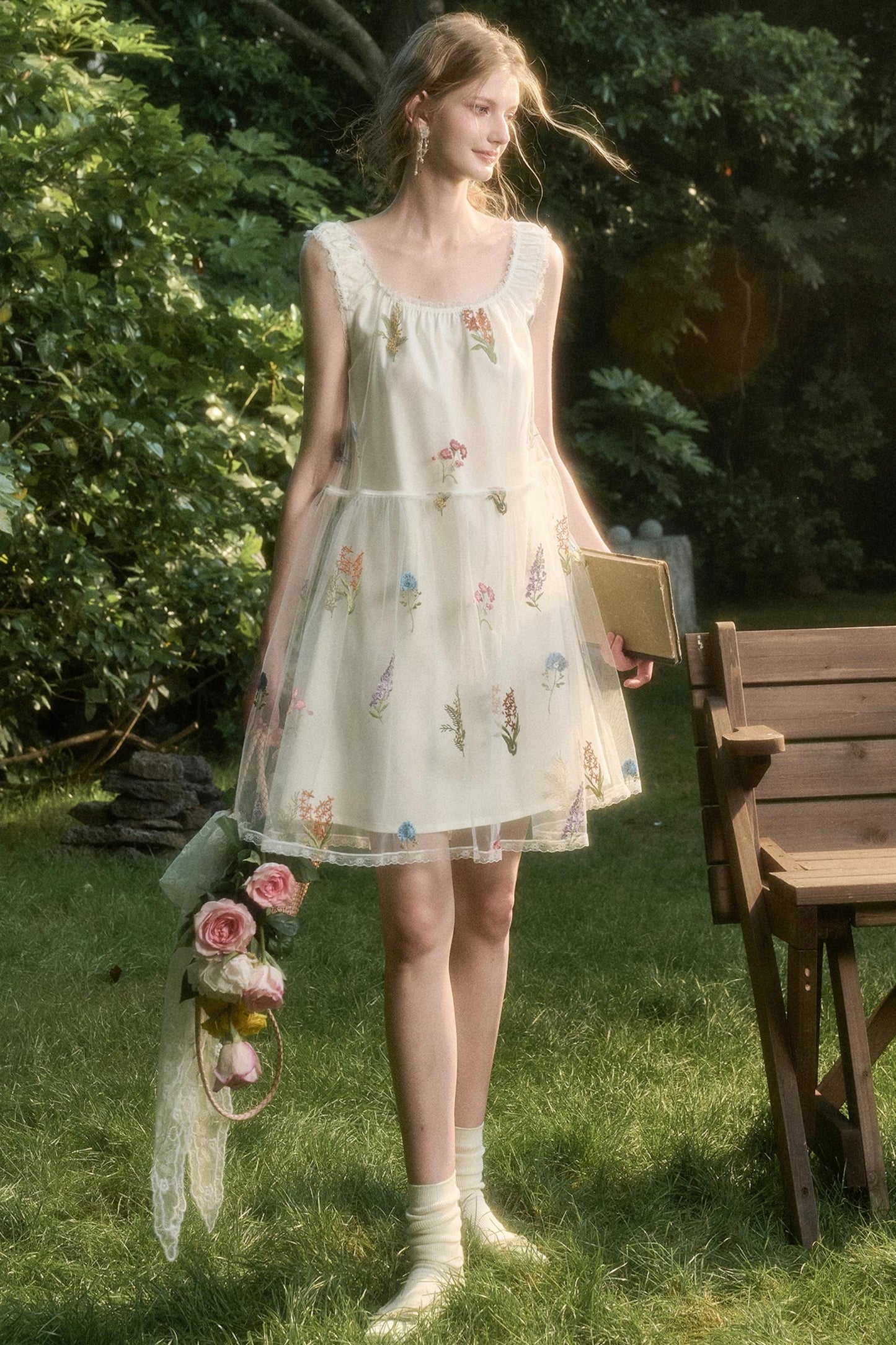 Light Sheer Floral Suspender Dress