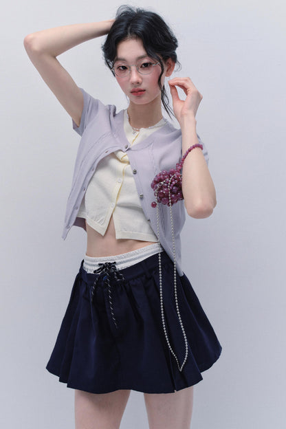 Purple Chimes Knit Cardigan Set-Up