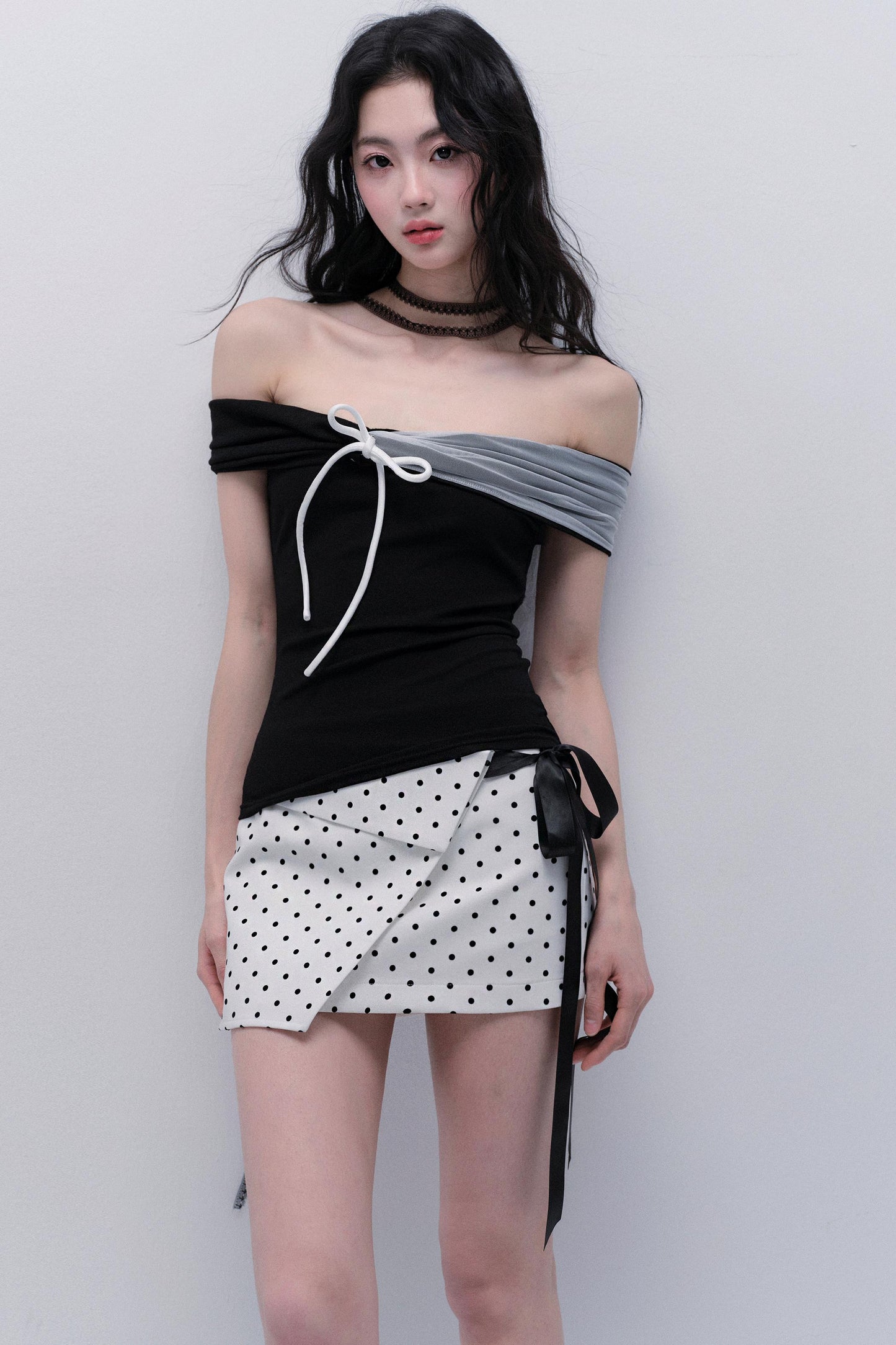 Spicy Polka Dot Bustier Skirt