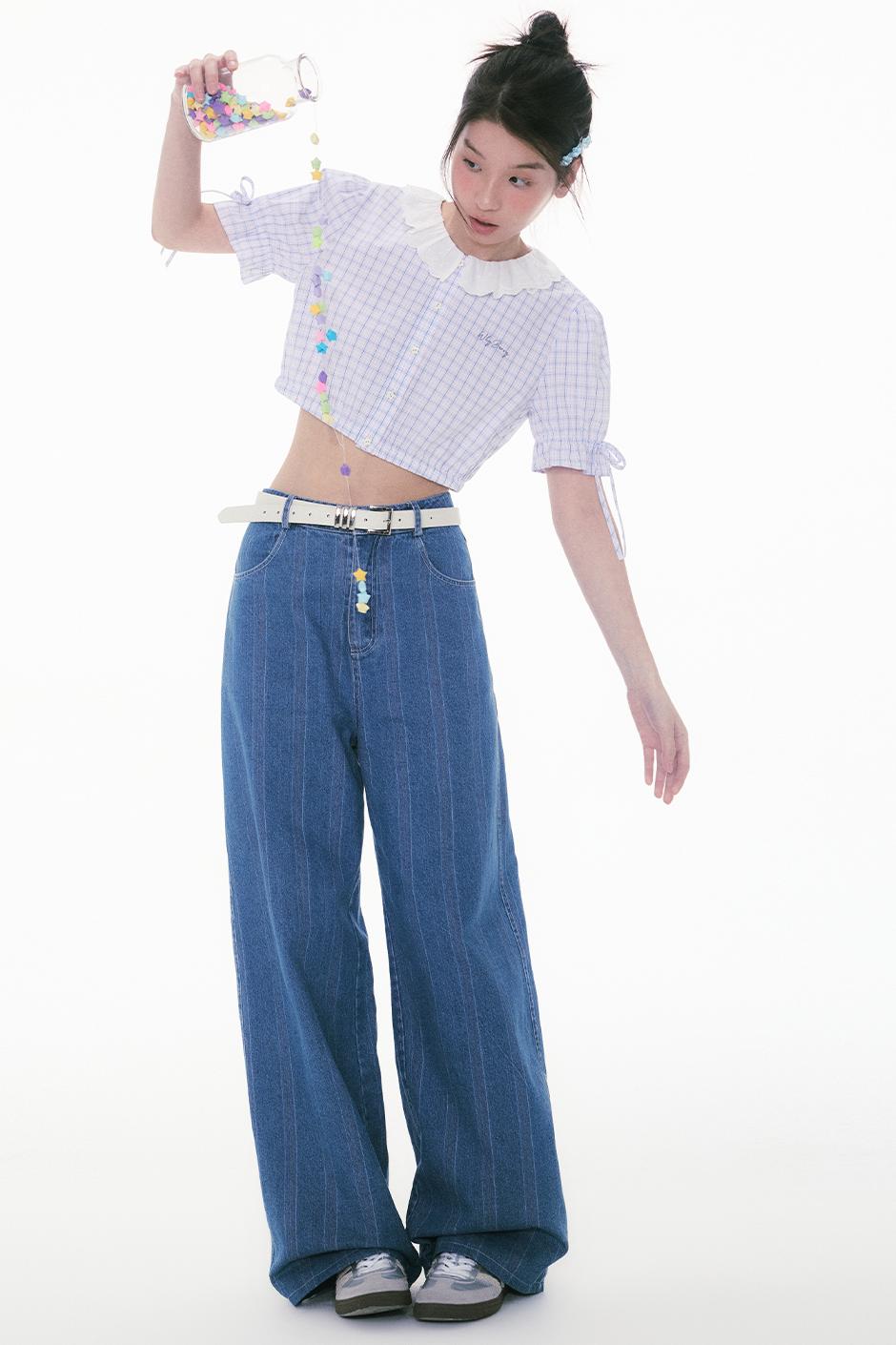 Lace Bubble Sleeve Blouse