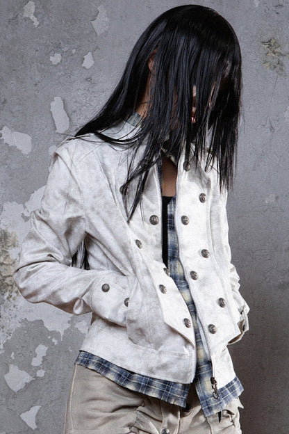 ROCK PUNK DISTRESSED LEATHER JACKET