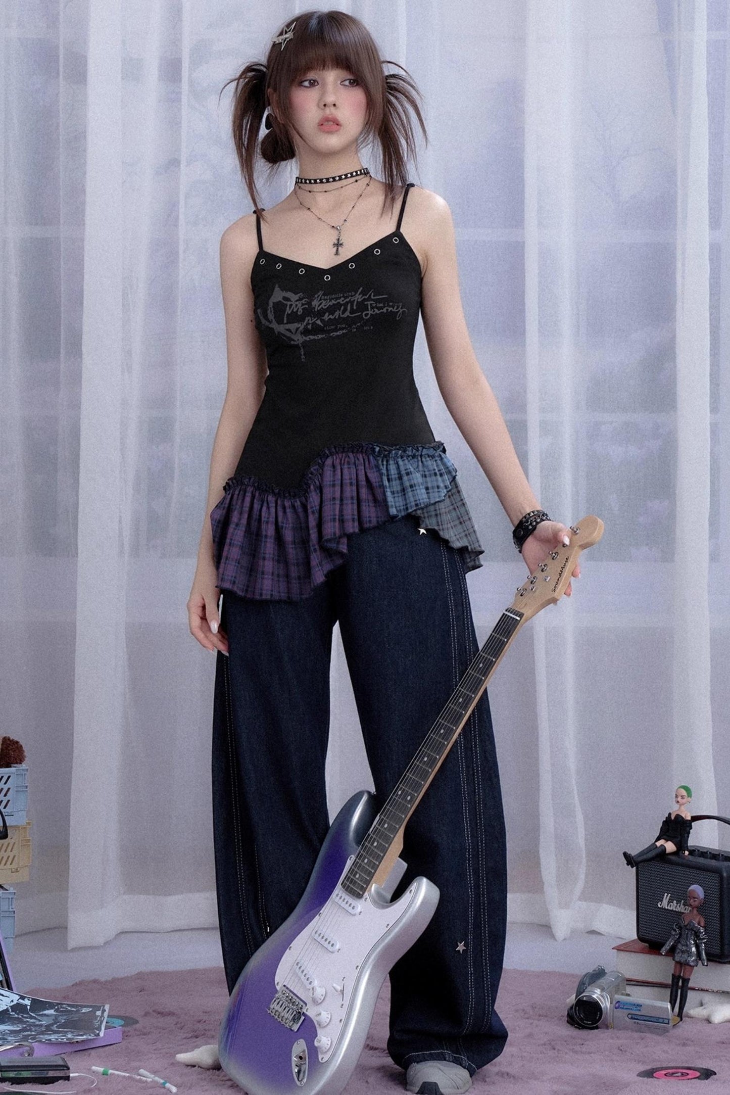 Fighting Spirit Plaid Slip Top