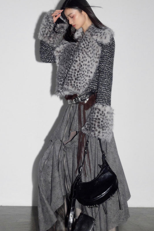 City Hunter Leopard Print Faux Fur Short Coat