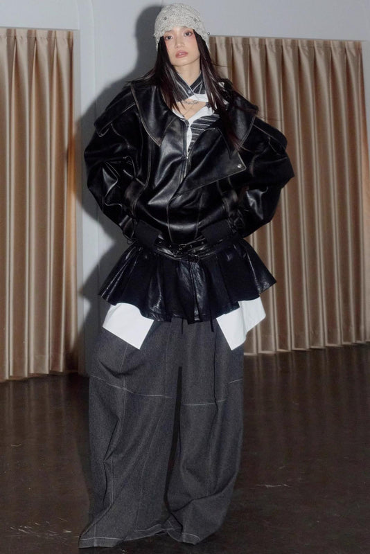 Dark Rock Distressed Leather Jacket