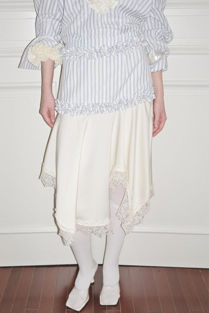 Striped Lace Half-Skirt