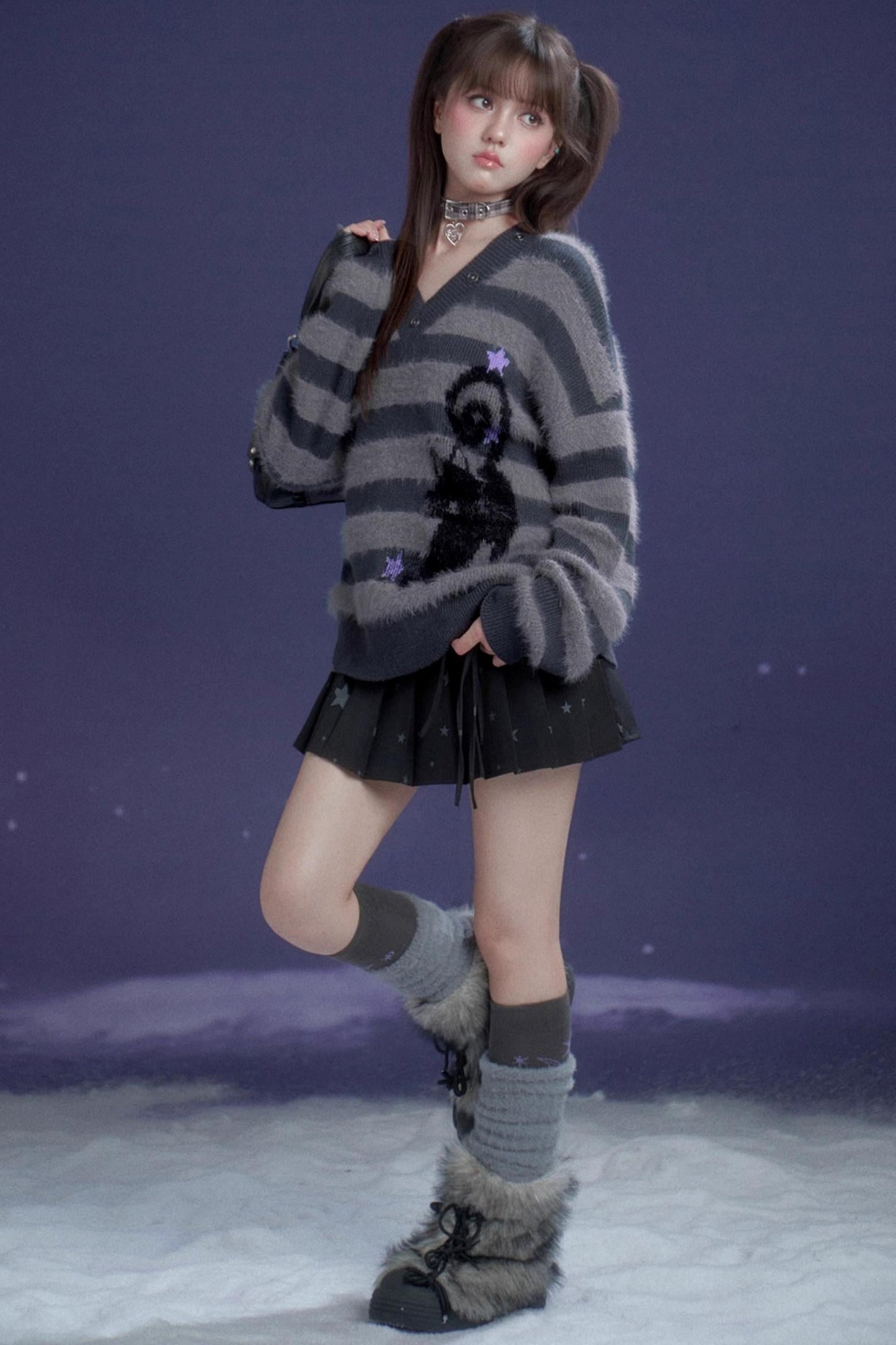 Energetic Striped V-Neck Top