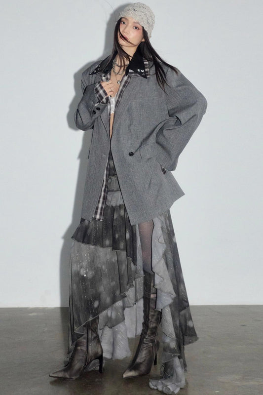 Misty Forest Chiffon Ruffle Skirt