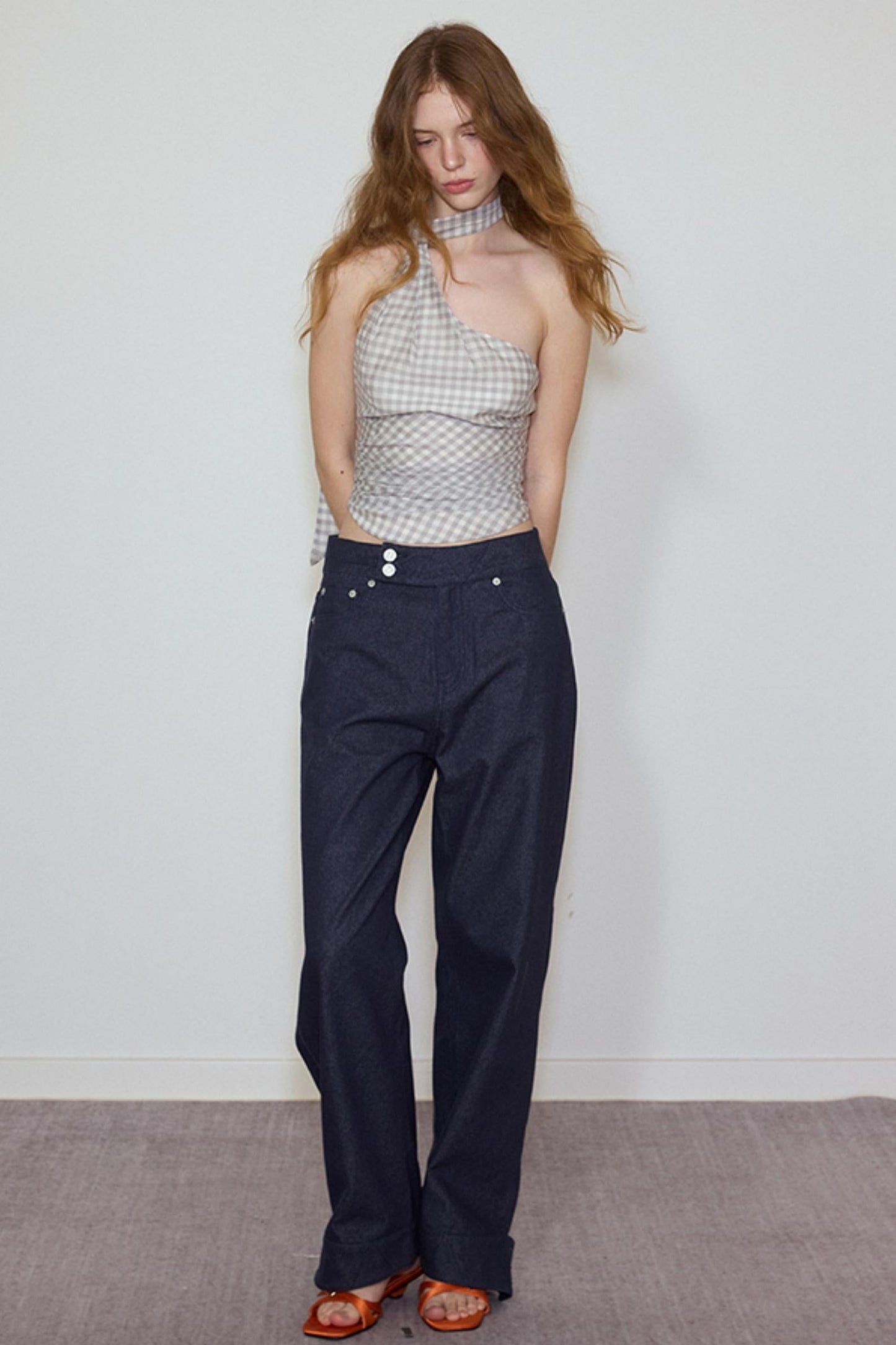 Plaid Silk Blend Suspender Set-Up