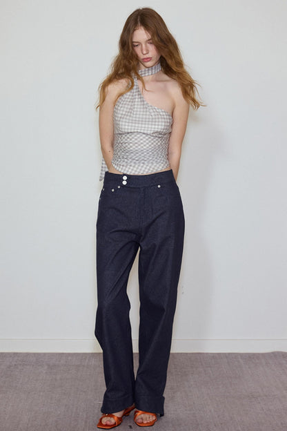 Plaid Silk Blend Suspender Set-Up