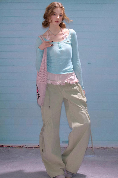 Semi-Sheer Slim Long Sleeve T-Shirt