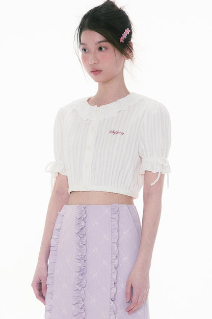 Lace Bubble Sleeve Blouse