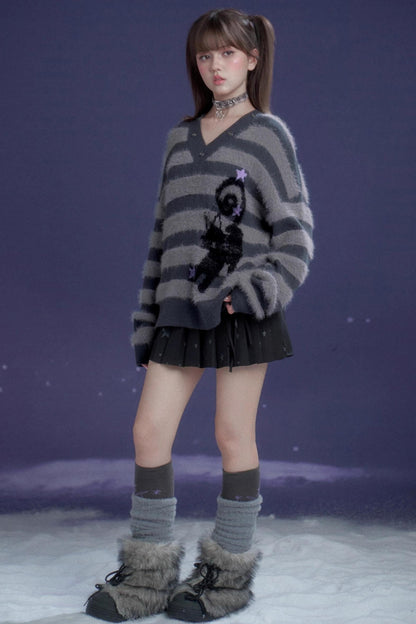 Energetic Striped V-Neck Top