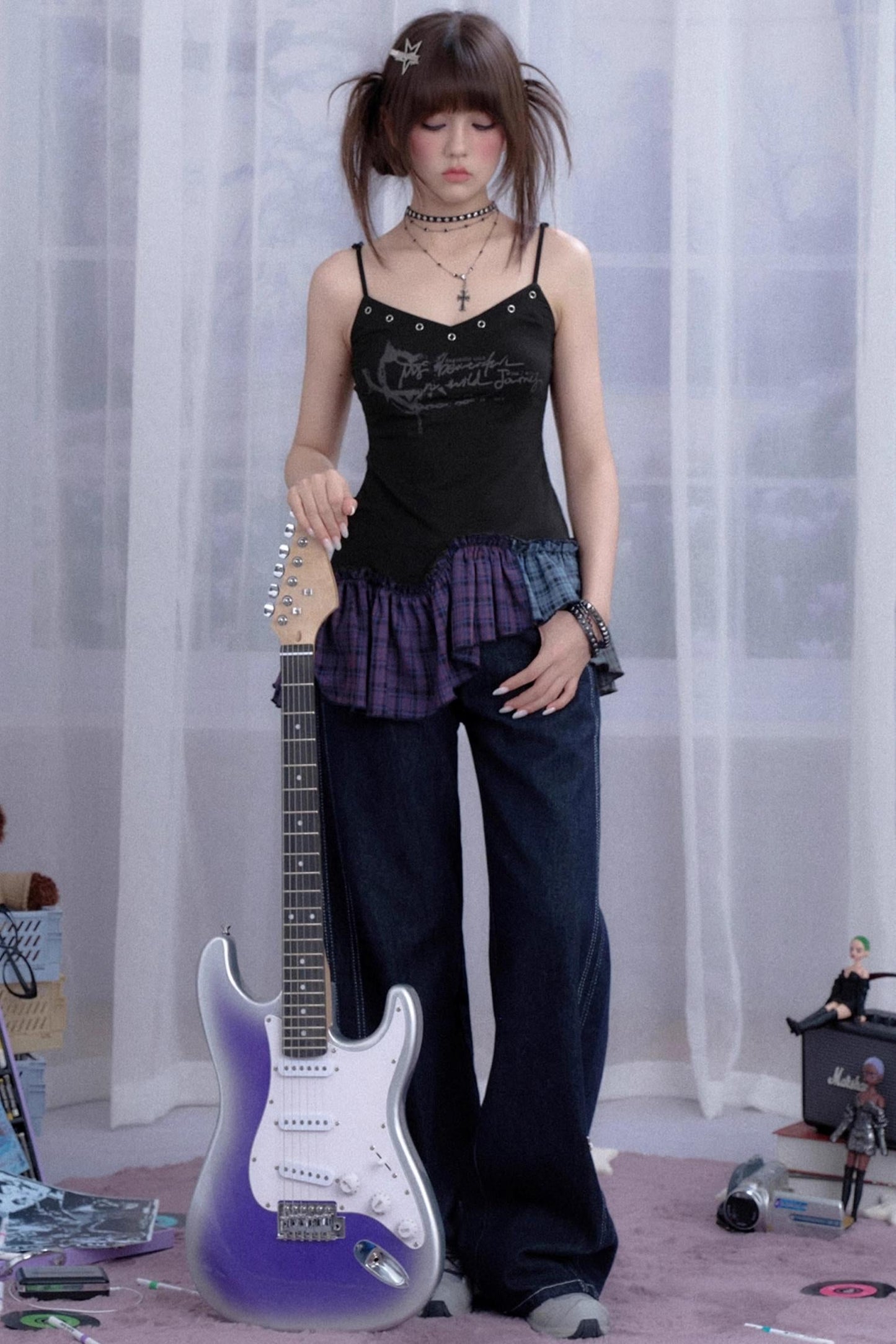 Fighting Spirit Plaid Slip Top