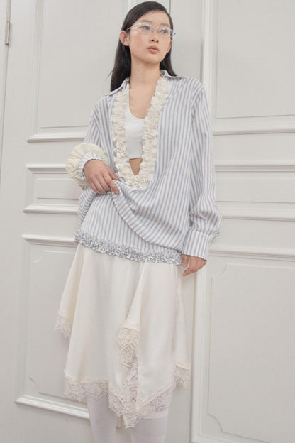 Striped Lace Half-Skirt