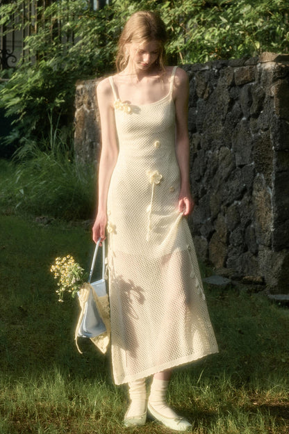 White Floral Knit Dress