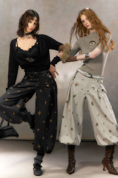 Starburst Print Lantern Pants