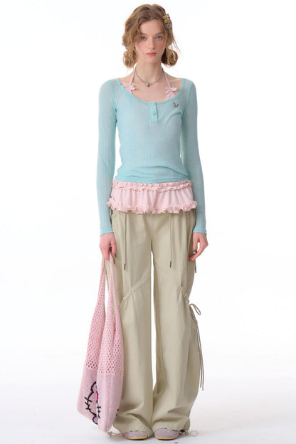 Semi-Sheer Slim Long Sleeve T-Shirt