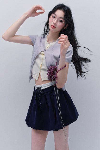 Purple Chimes Knit Cardigan Set-Up