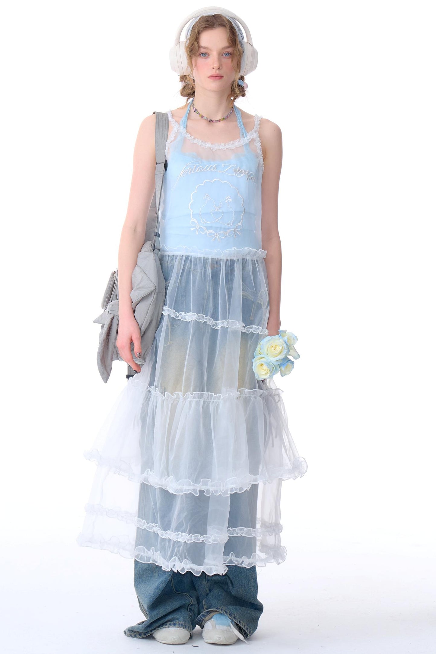 High-Waist Cargo Wide Pants