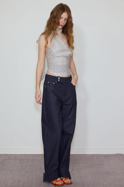 Plaid Silk Blend Suspender Set-Up