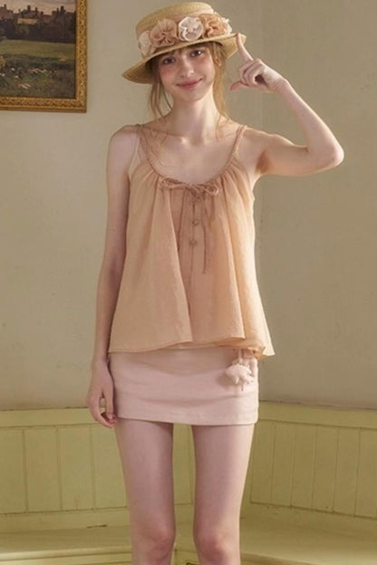 White Lace-up Camisole Set