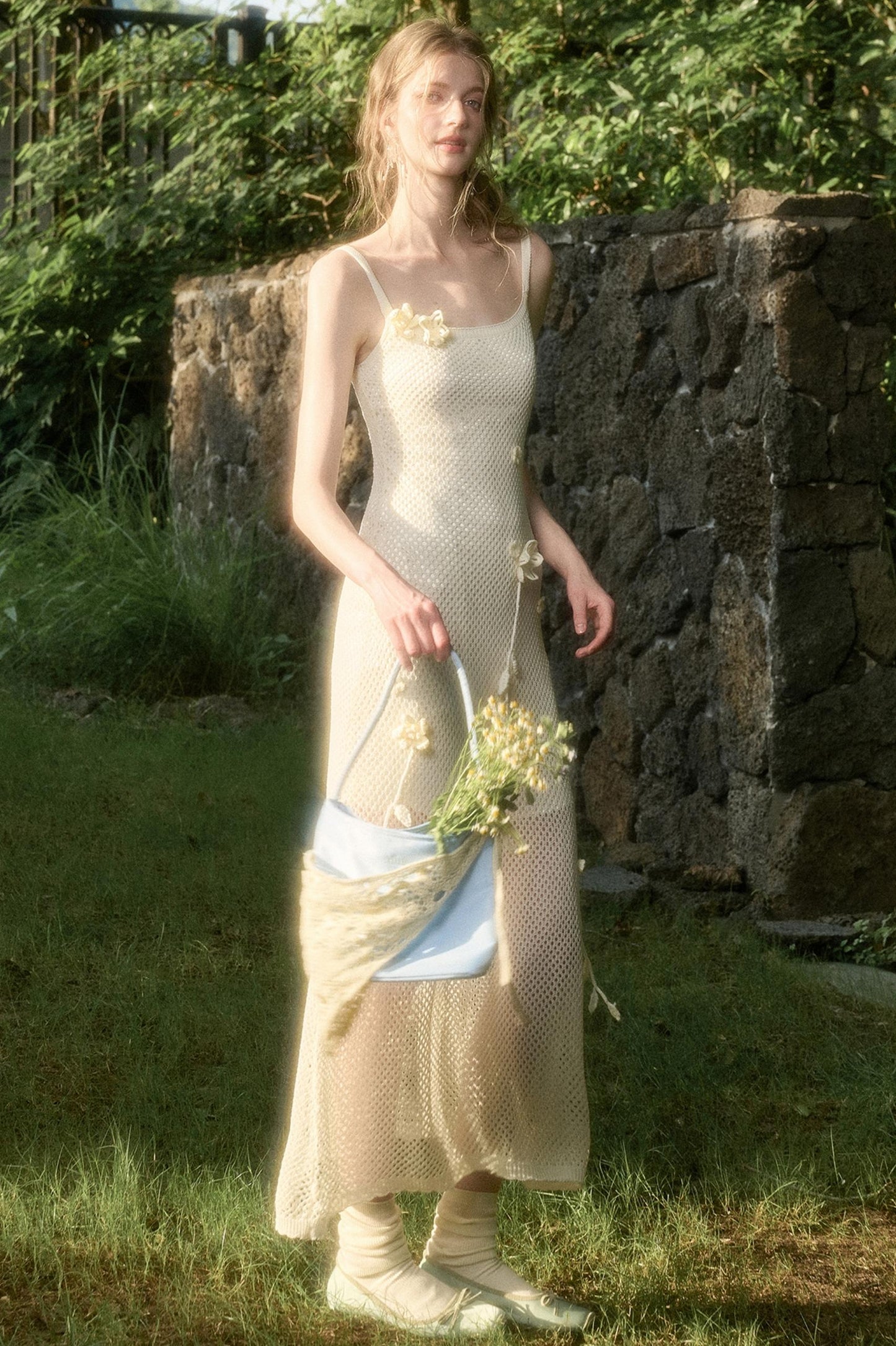 White Floral Knit Dress