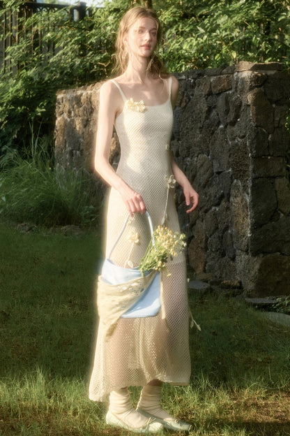 White Floral Knit Dress