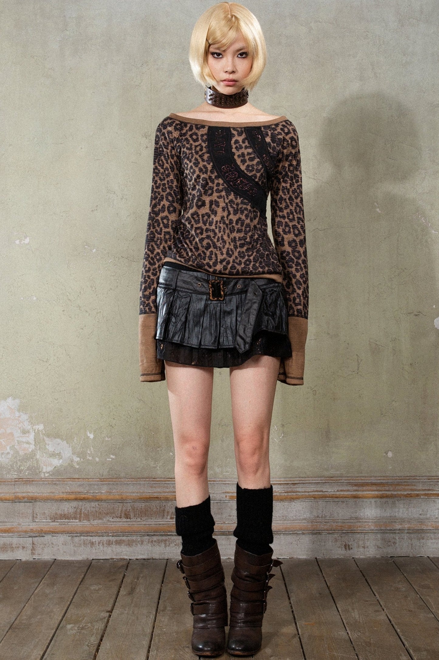 Slim Fit SpliceD Leopard Top